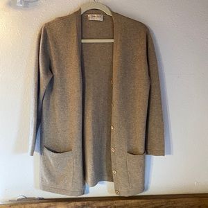 Designer Hartly 100% Cashmere v neck Tan Cardigan